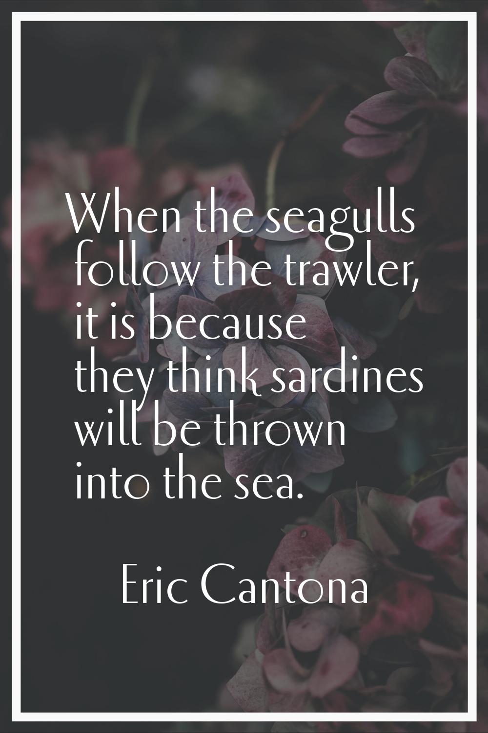 When the seagulls follow the trawler, it is because they think sardines will be thrown into the sea