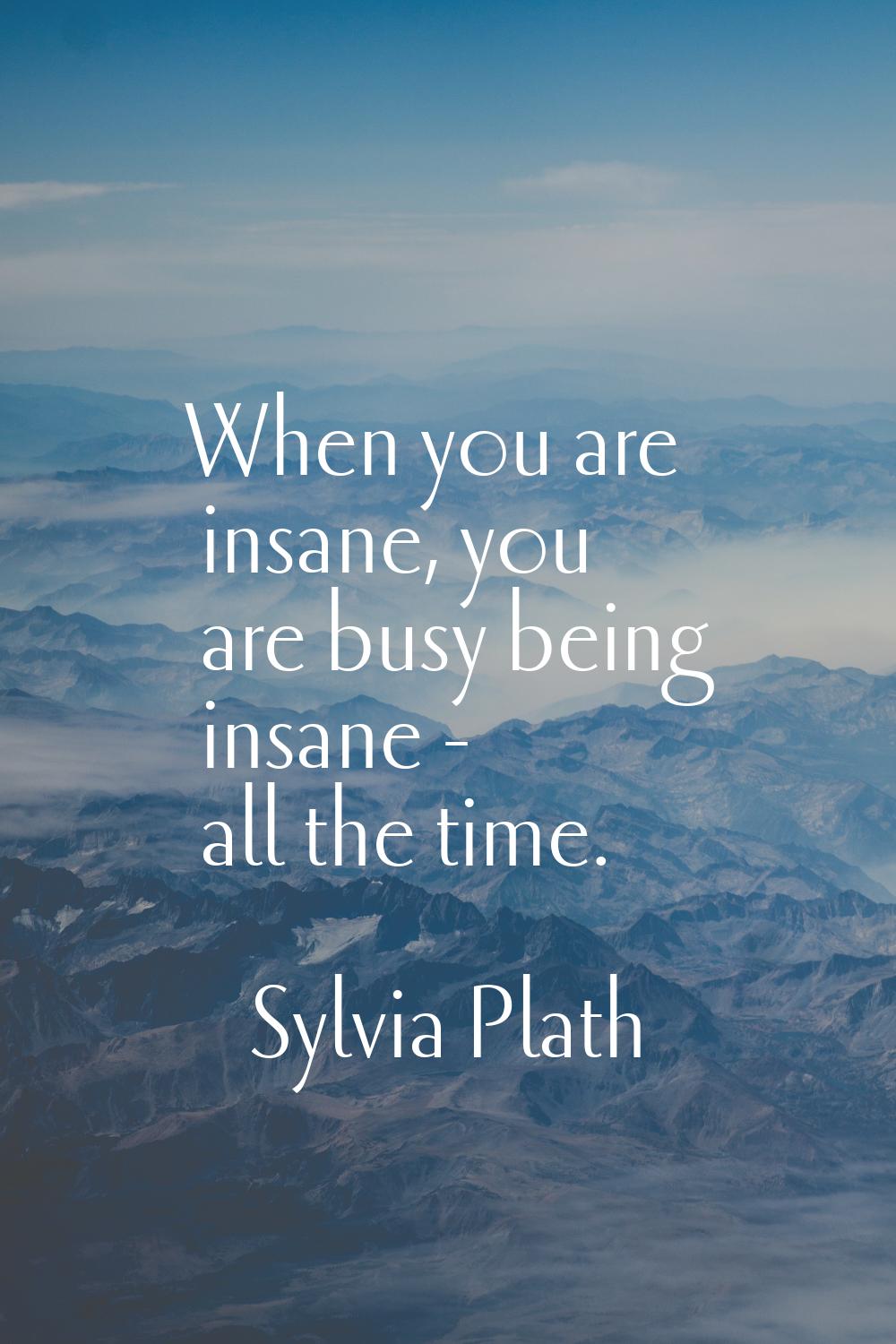 When you are insane, you are busy being insane - all the time.