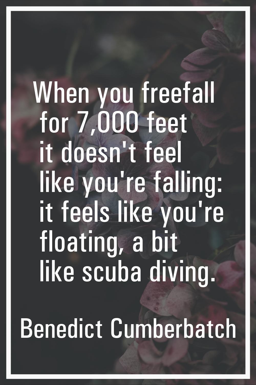 When you freefall for 7,000 feet it doesn't feel like you're falling: it feels like you're floating
