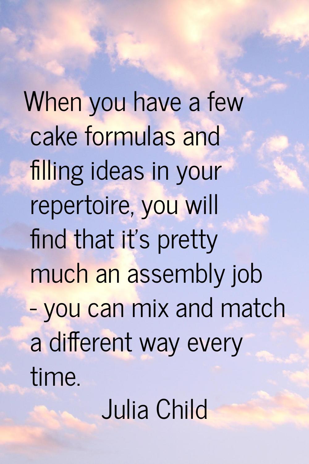 When you have a few cake formulas and filling ideas in your repertoire, you will find that it's pre