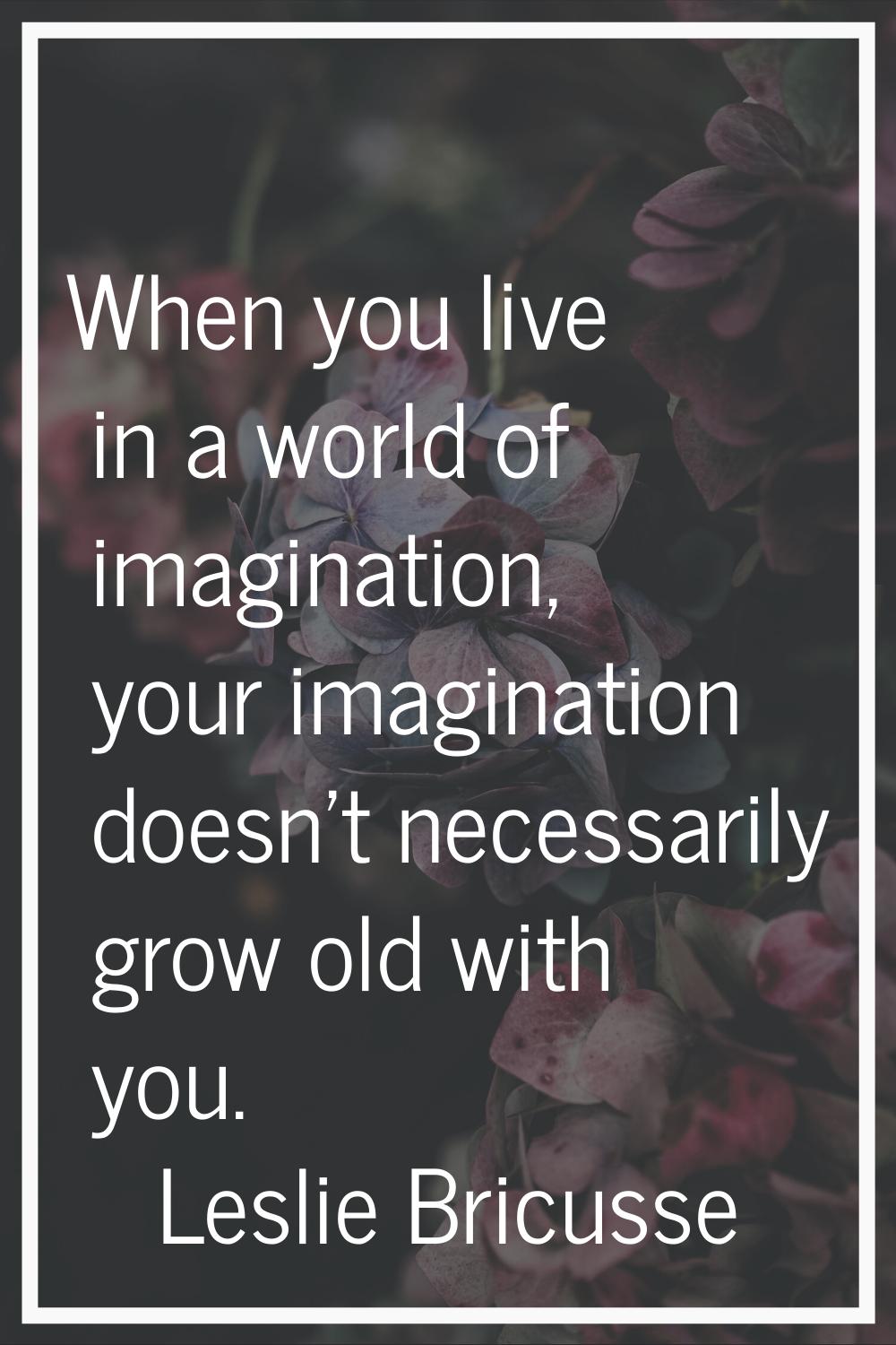 When you live in a world of imagination, your imagination doesn't necessarily grow old with you.