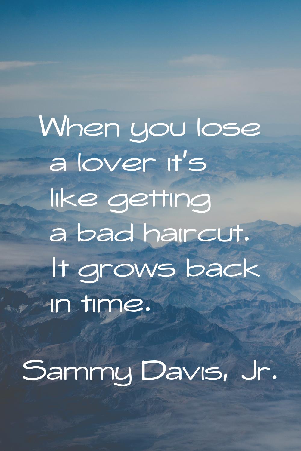When you lose a lover it's like getting a bad haircut. It grows back in time.