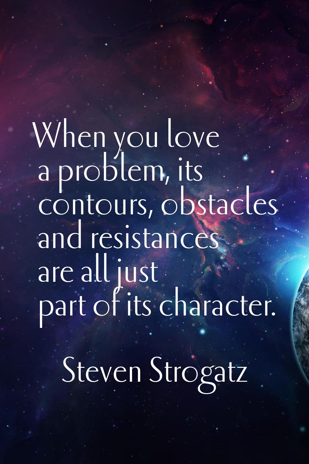 When you love a problem, its contours, obstacles and resistances are all just part of its character