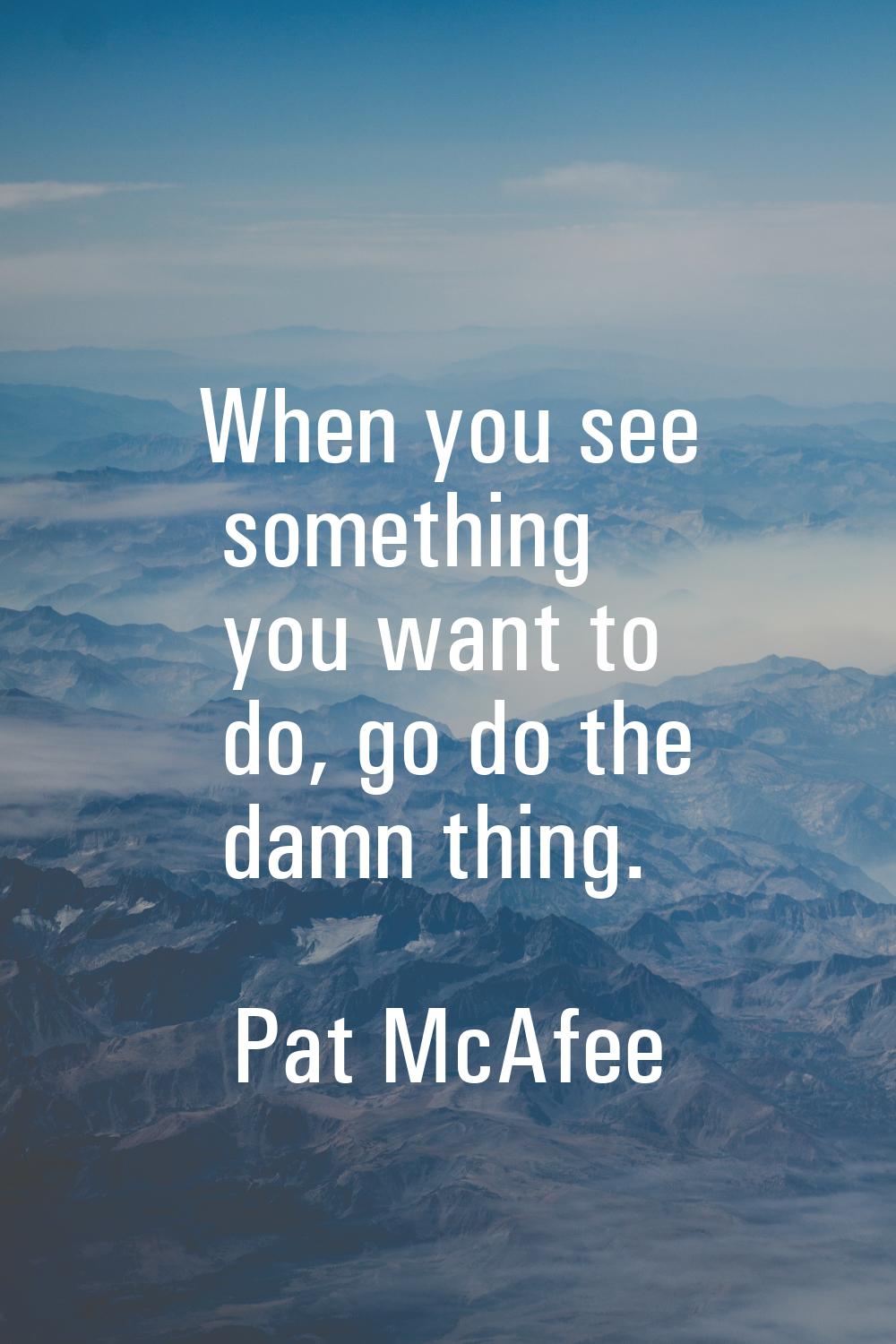 When you see something you want to do, go do the damn thing.
