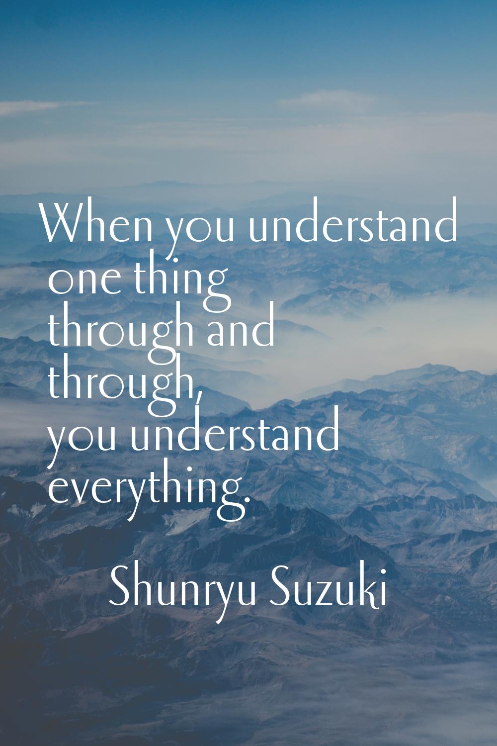 When you understand one thing through and through, you understand everything.