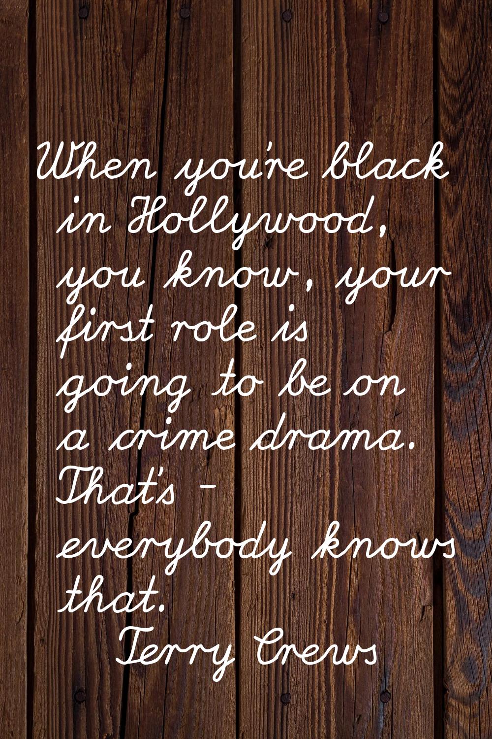 When you're black in Hollywood, you know, your first role is going to be on a crime drama. That's -