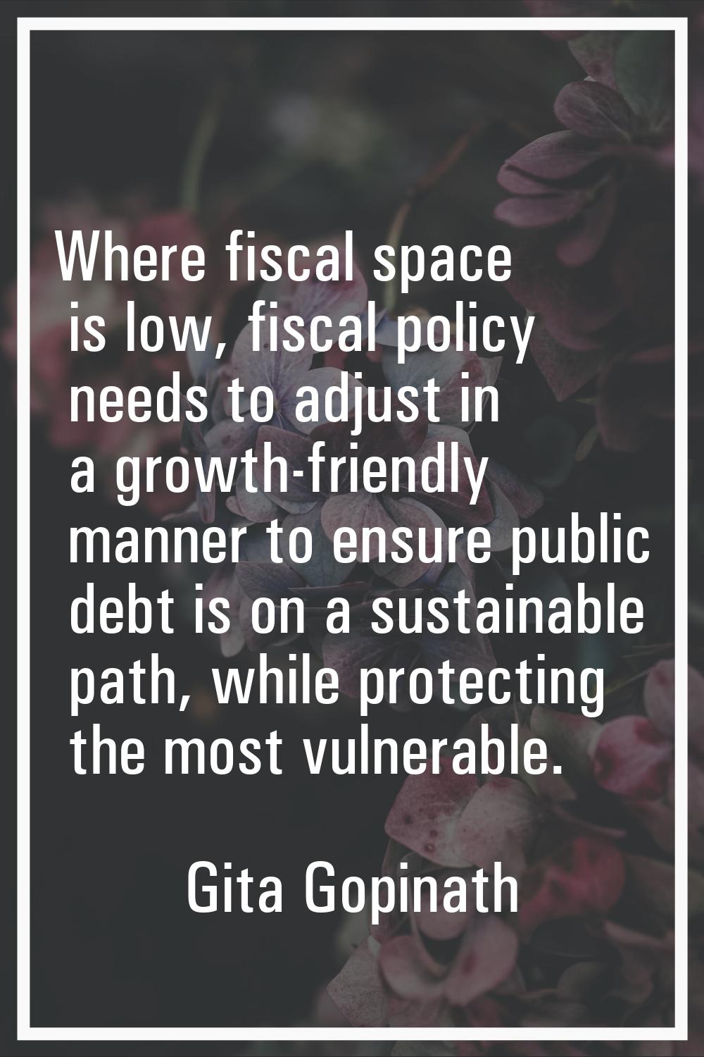 Where fiscal space is low, fiscal policy needs to adjust in a growth-friendly manner to ensure publ