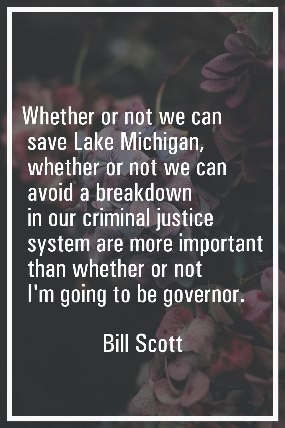 Whether or not we can save Lake Michigan, whether or not we can avoid a breakdown in our criminal j