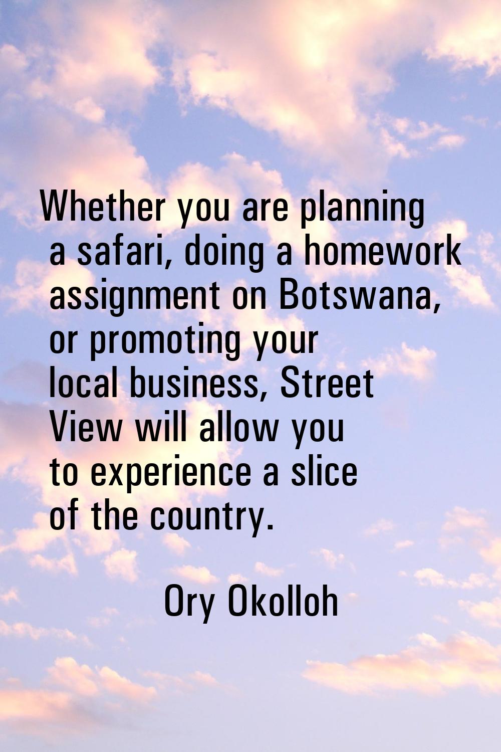 Whether you are planning a safari, doing a homework assignment on Botswana, or promoting your local