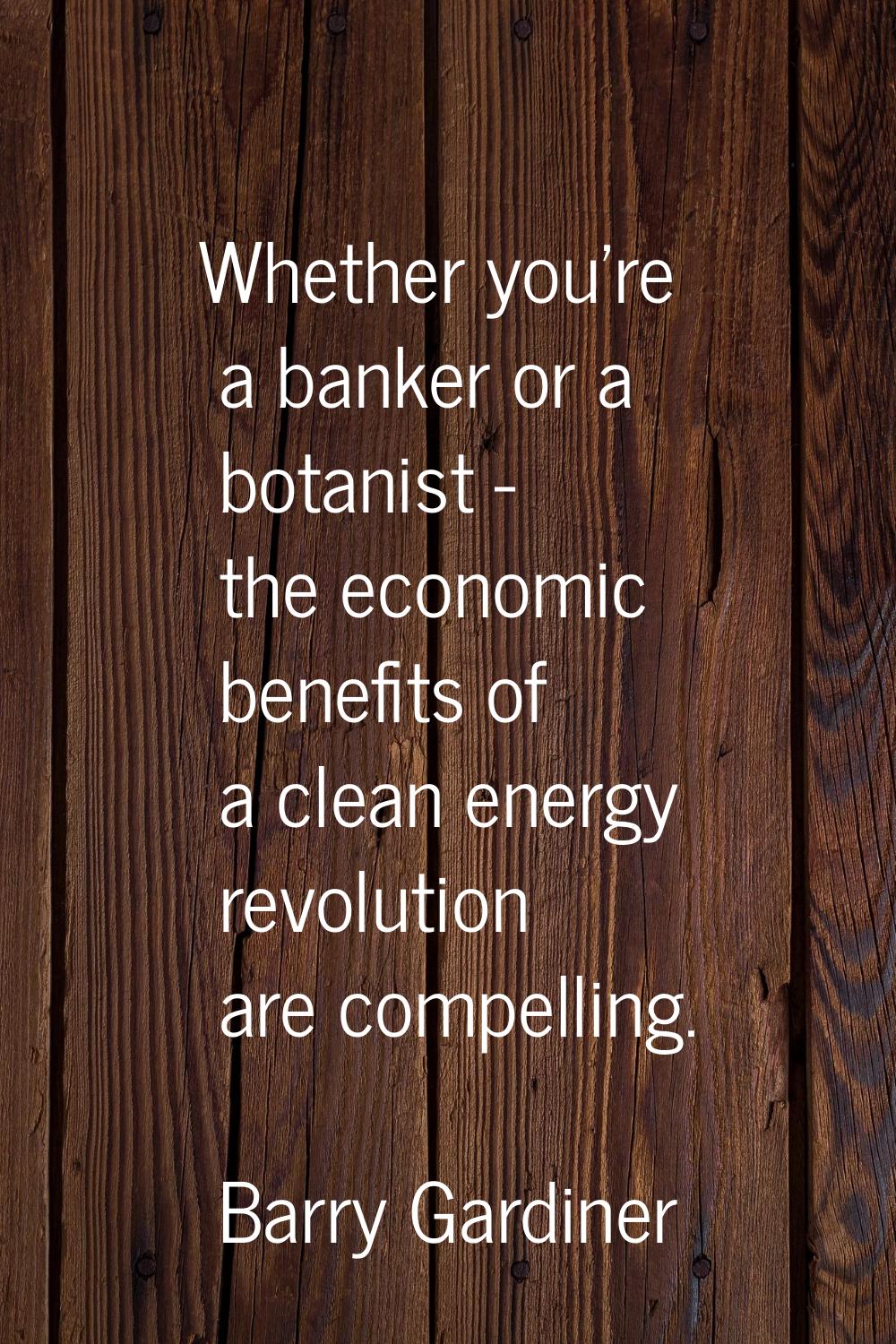 Whether you're a banker or a botanist - the economic benefits of a clean energy revolution are comp
