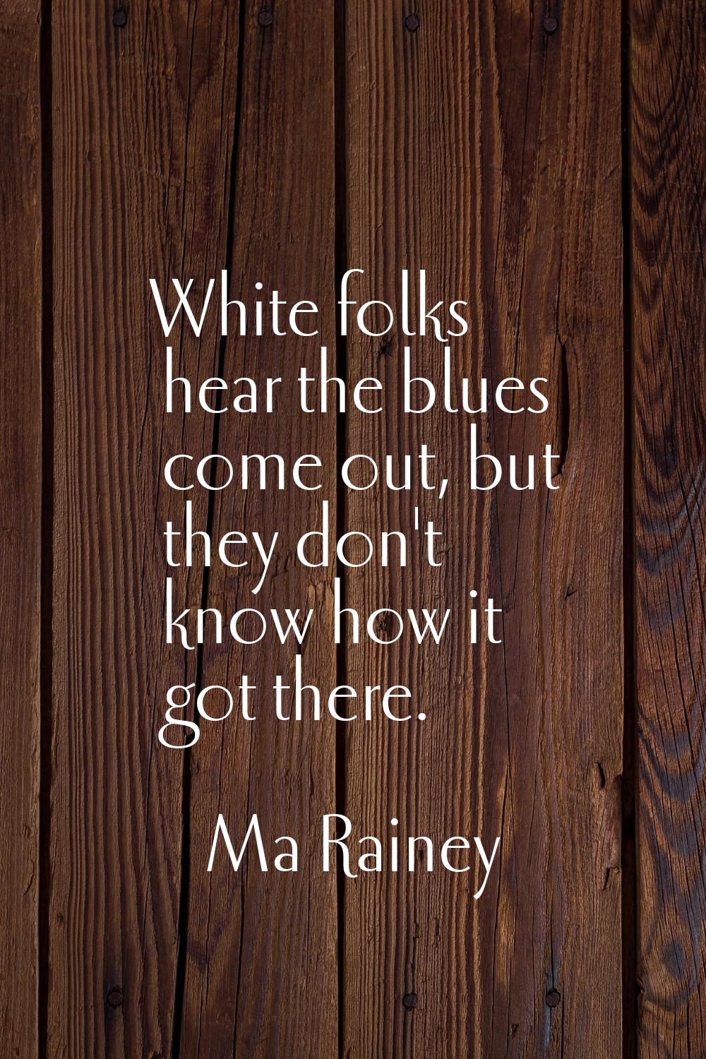 White folks hear the blues come out, but they don't know how it got there.