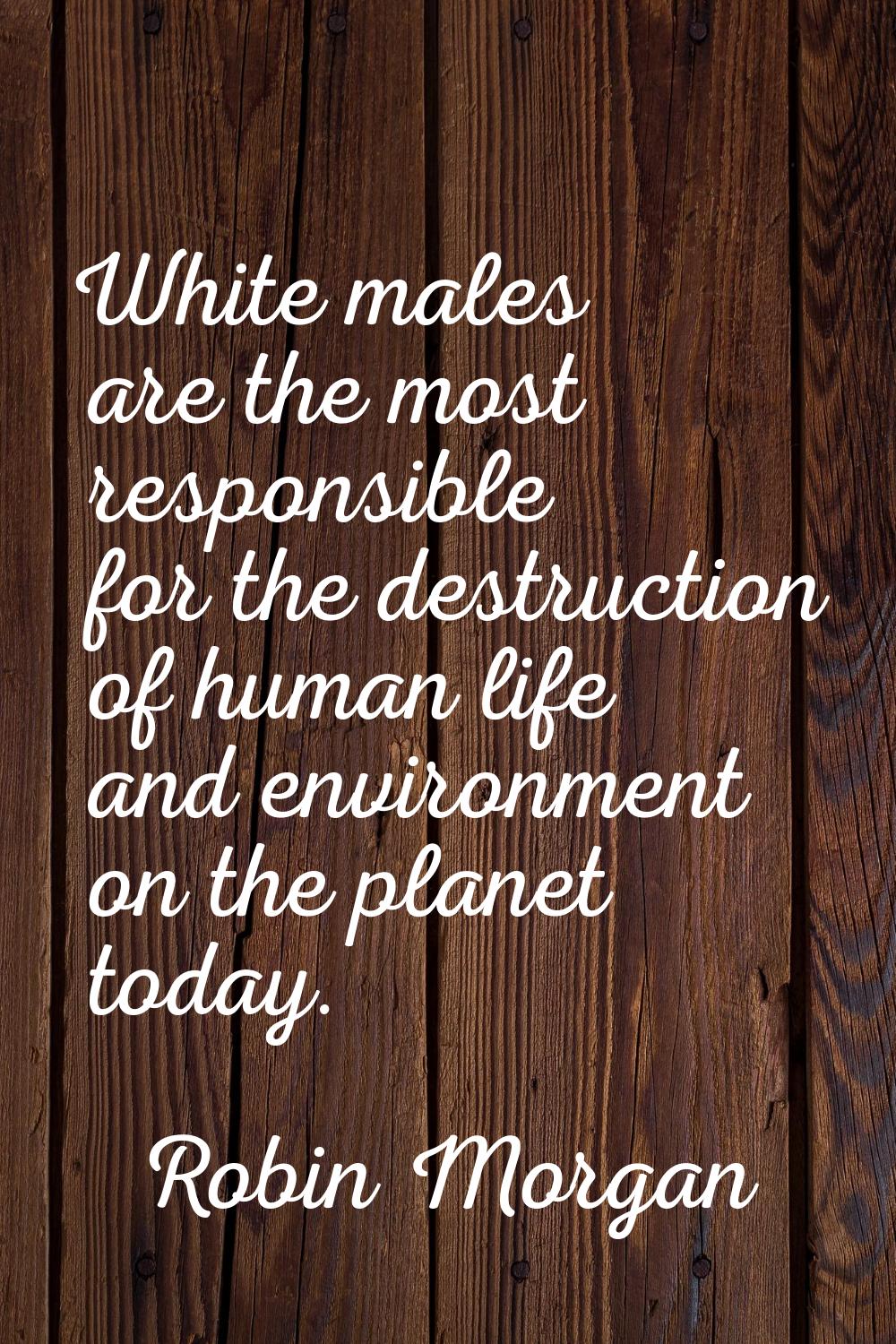 White males are the most responsible for the destruction of human life and environment on the plane
