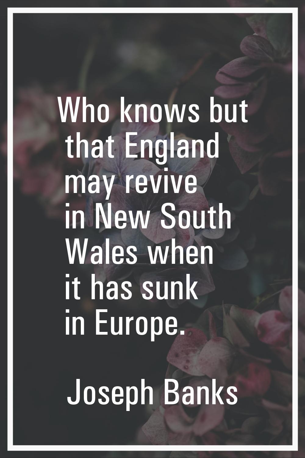 Who knows but that England may revive in New South Wales when it has sunk in Europe.