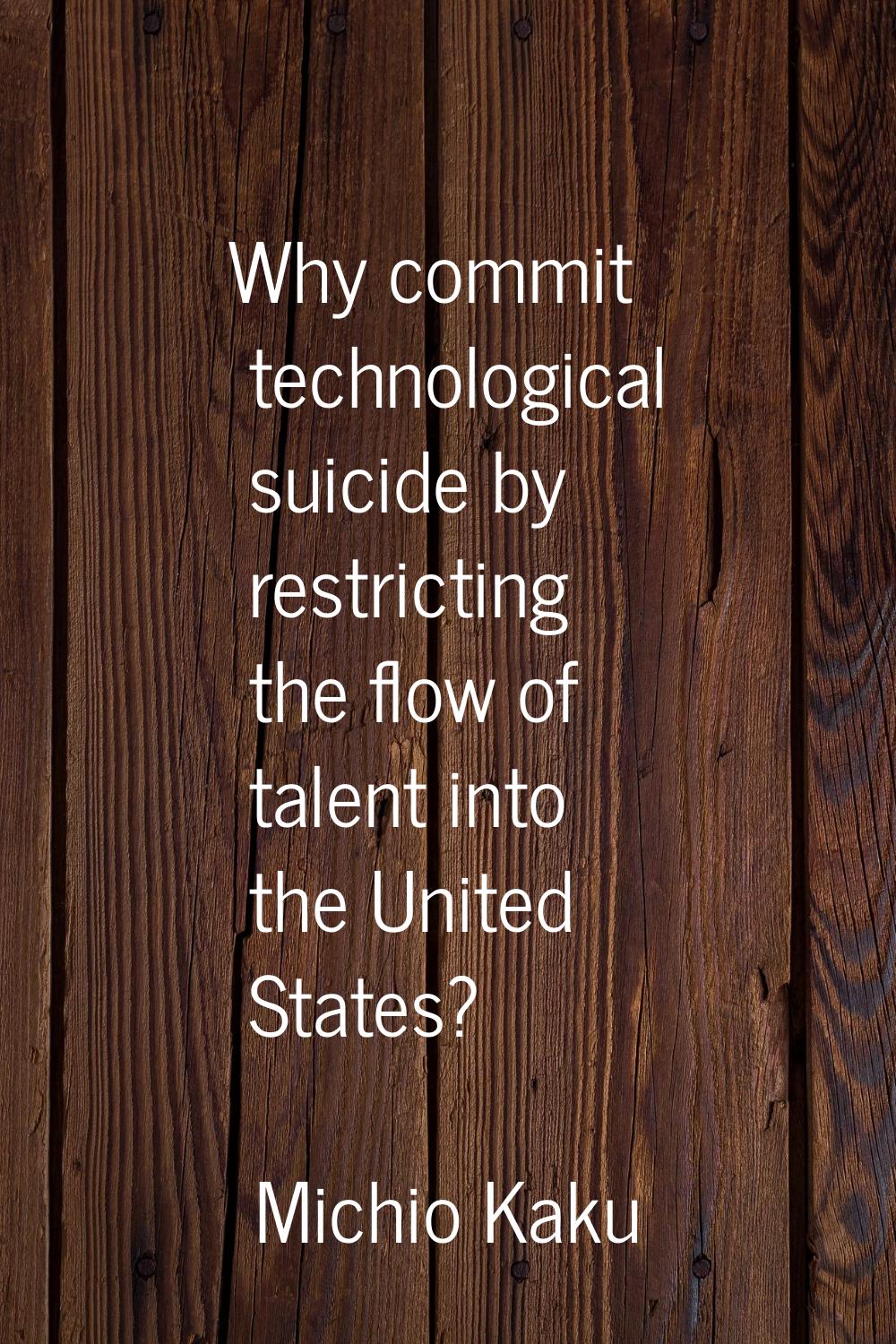 Why commit technological suicide by restricting the flow of talent into the United States?