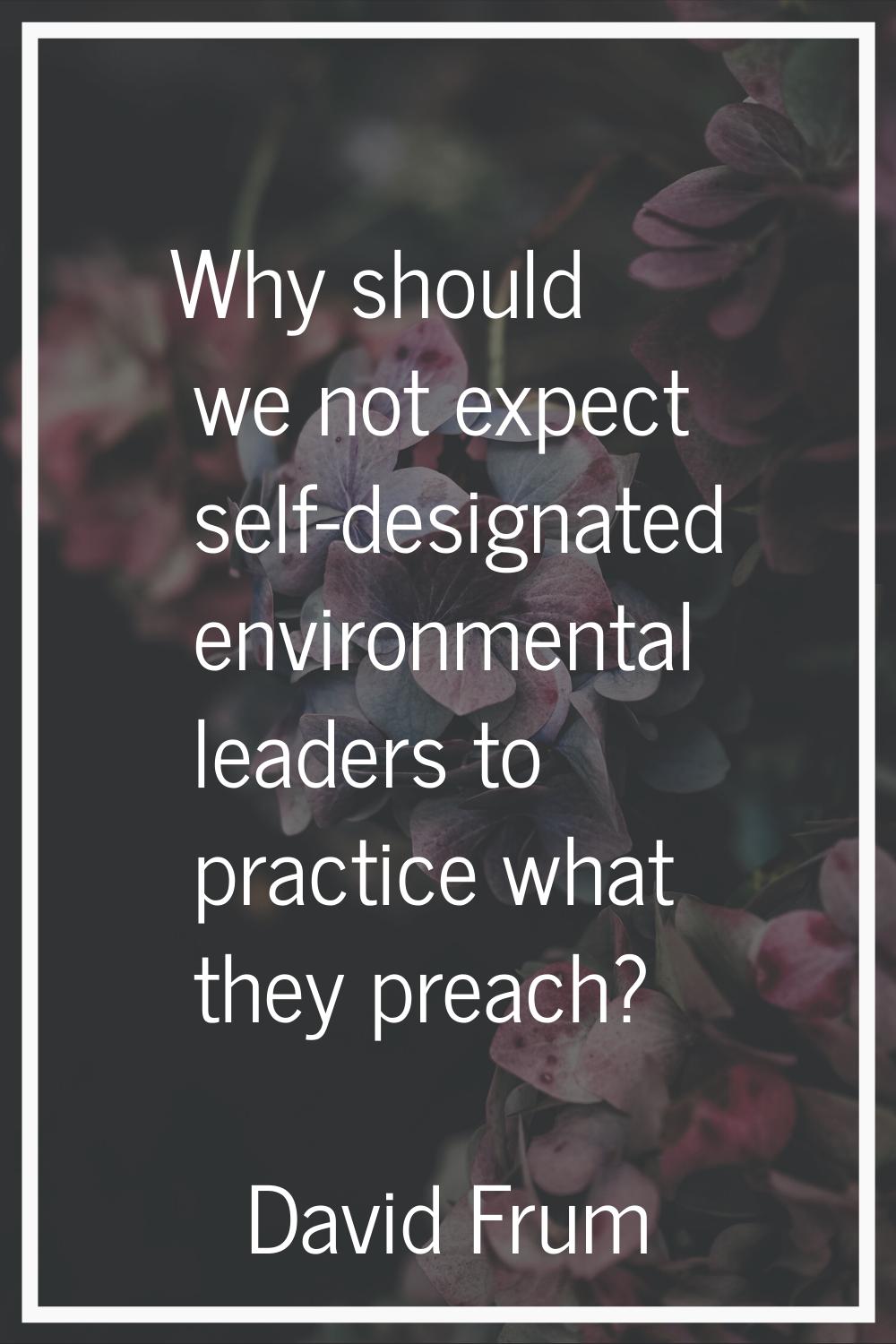 Why should we not expect self-designated environmental leaders to practice what they preach?
