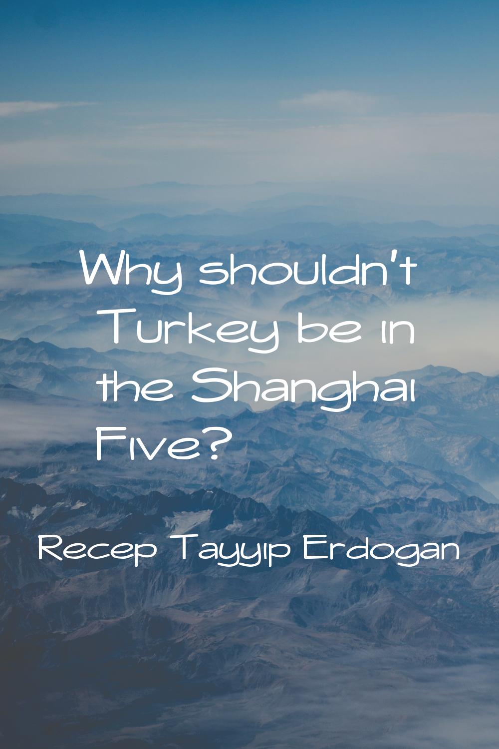 Why shouldn't Turkey be in the Shanghai Five?