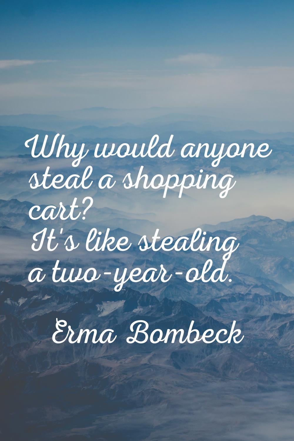 Why would anyone steal a shopping cart? It's like stealing a two-year-old.