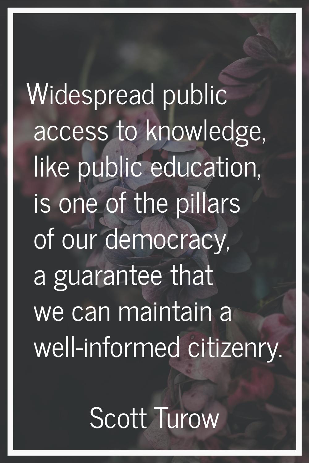 Widespread public access to knowledge, like public education, is one of the pillars of our democrac