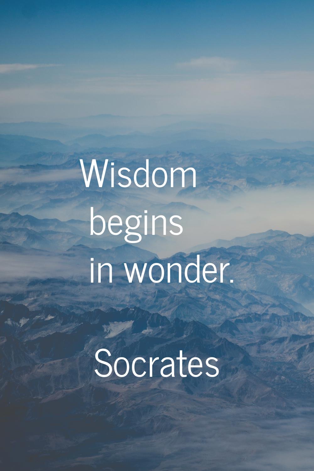 Wisdom begins in wonder.