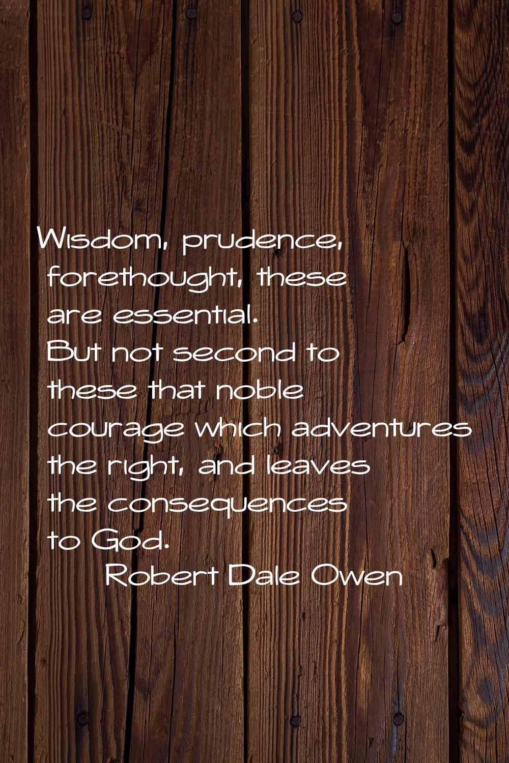 Wisdom, prudence, forethought, these are essential. But not second to these that noble courage whic