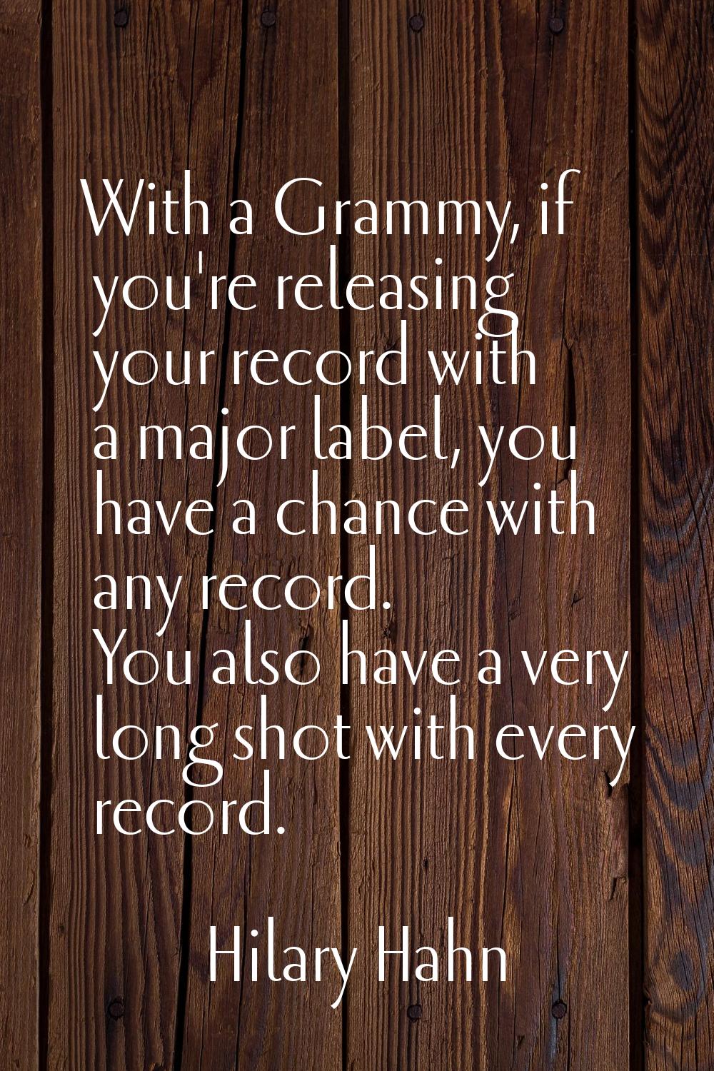 With a Grammy, if you're releasing your record with a major label, you have a chance with any recor