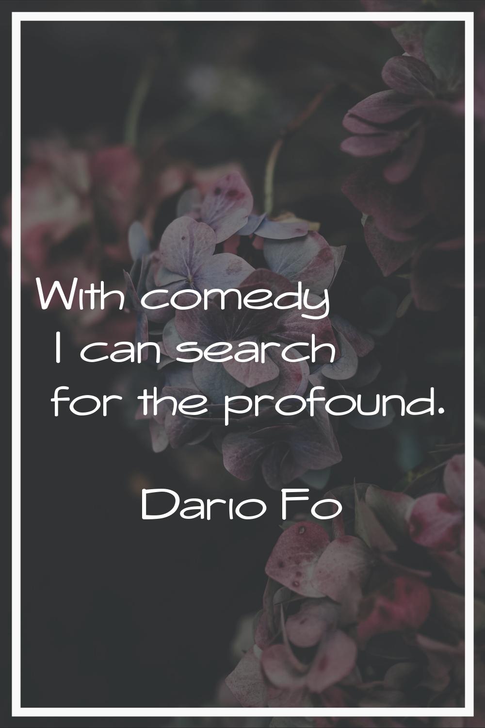 With comedy I can search for the profound.