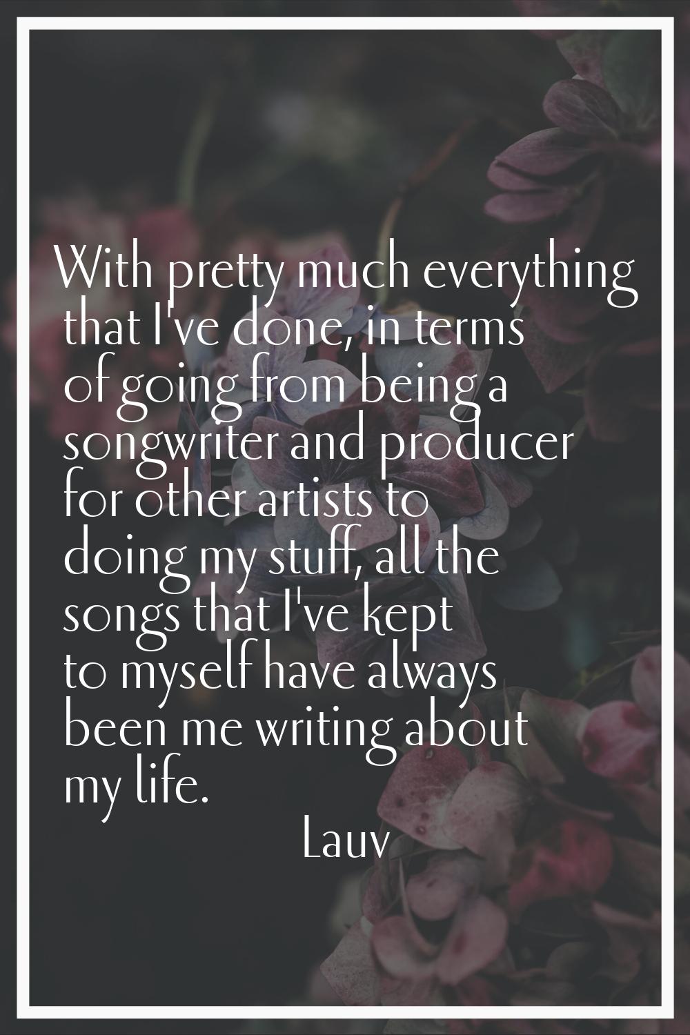 With pretty much everything that I've done, in terms of going from being a songwriter and producer 