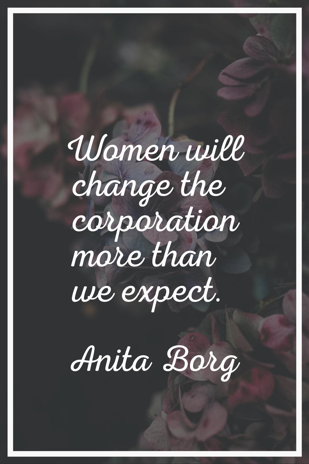 Women will change the corporation more than we expect.