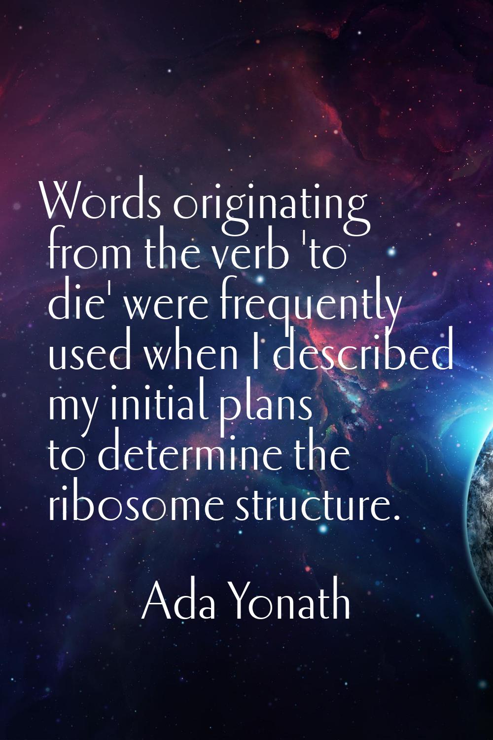 Words originating from the verb 'to die' were frequently used when I described my initial plans to 