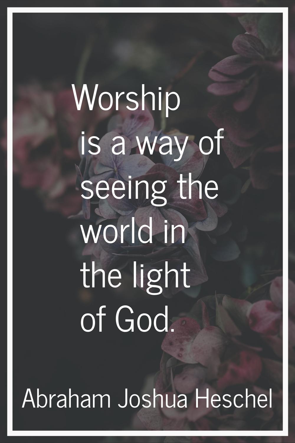 Worship is a way of seeing the world in the light of God.