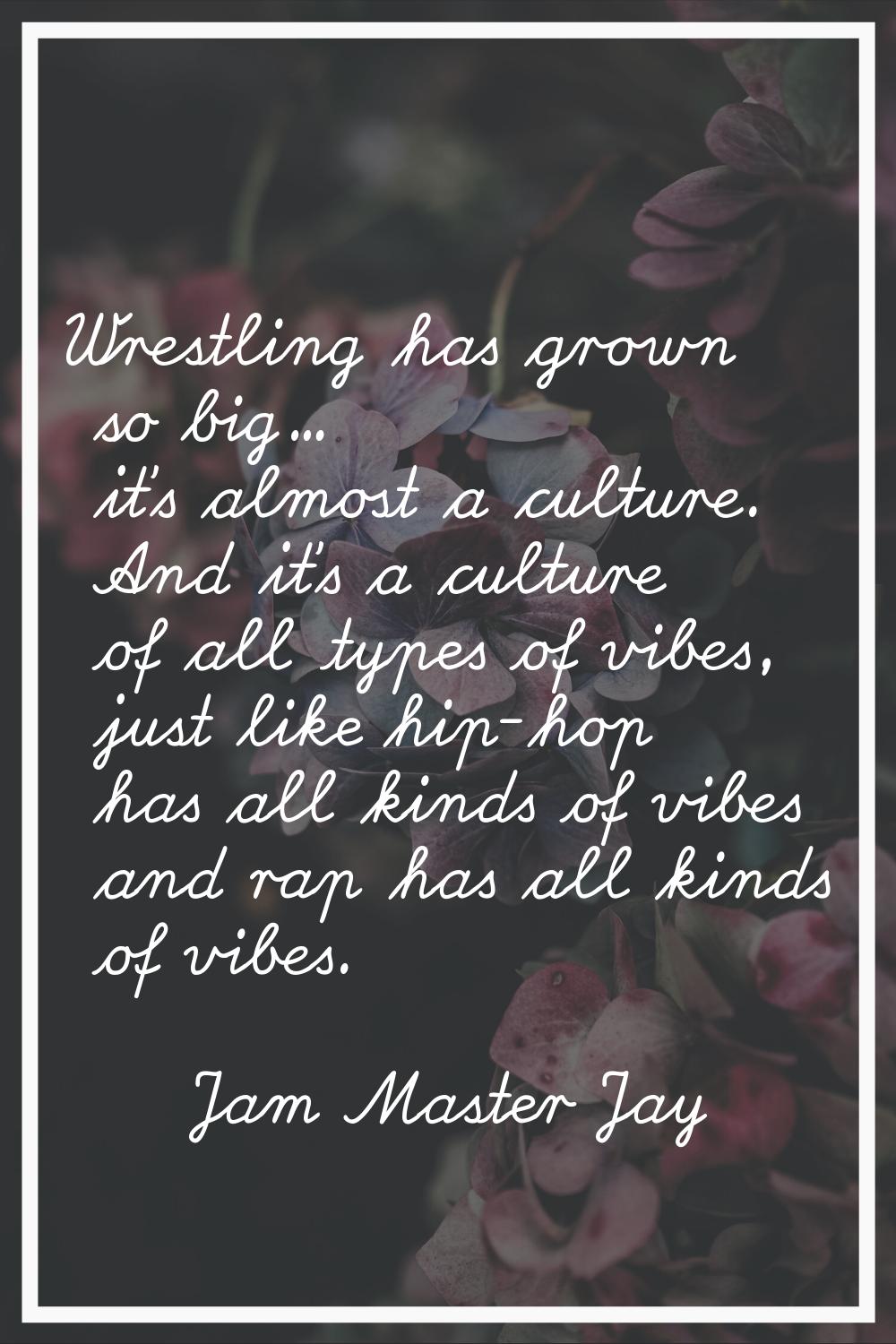 Wrestling has grown so big... it's almost a culture. And it's a culture of all types of vibes, just