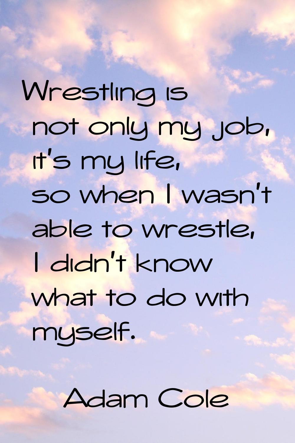 Wrestling is not only my job, it's my life, so when I wasn't able to wrestle, I didn't know what to
