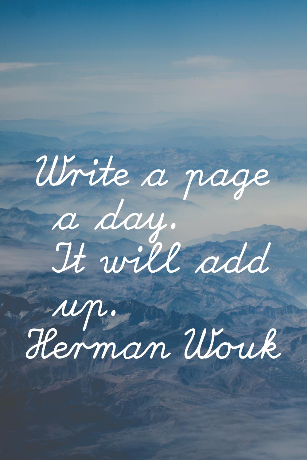 Write a page a day. It will add up.
