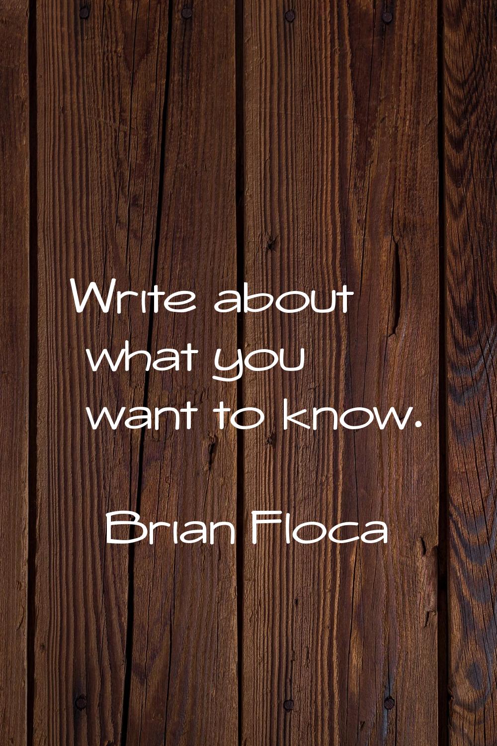 Write about what you want to know.