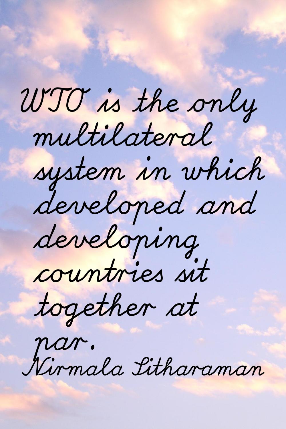 WTO is the only multilateral system in which developed and developing countries sit together at par