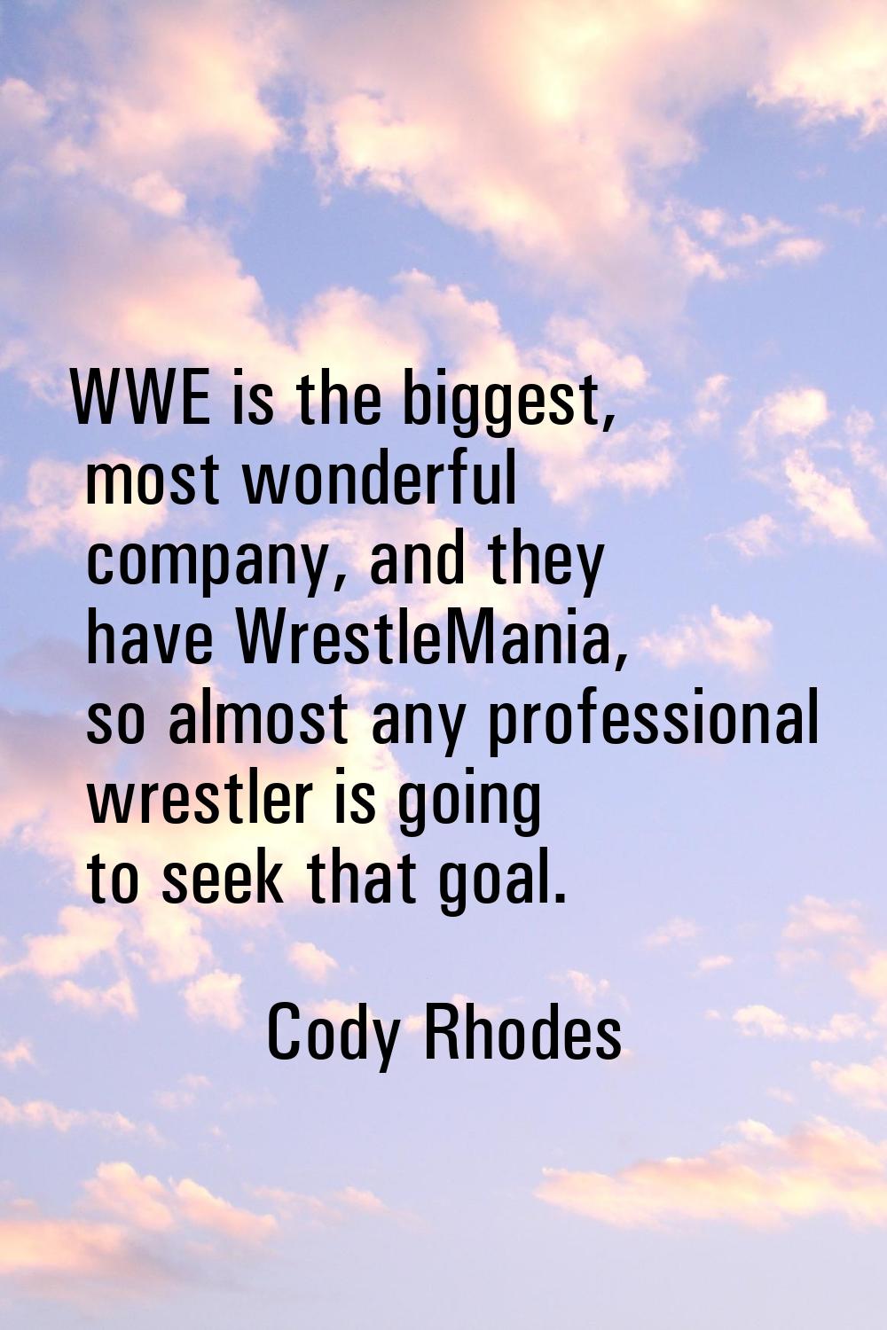 WWE is the biggest, most wonderful company, and they have WrestleMania, so almost any professional 