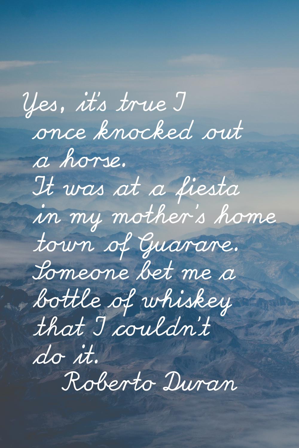 Yes, it's true I once knocked out a horse. It was at a fiesta in my mother's home town of Guarare. 