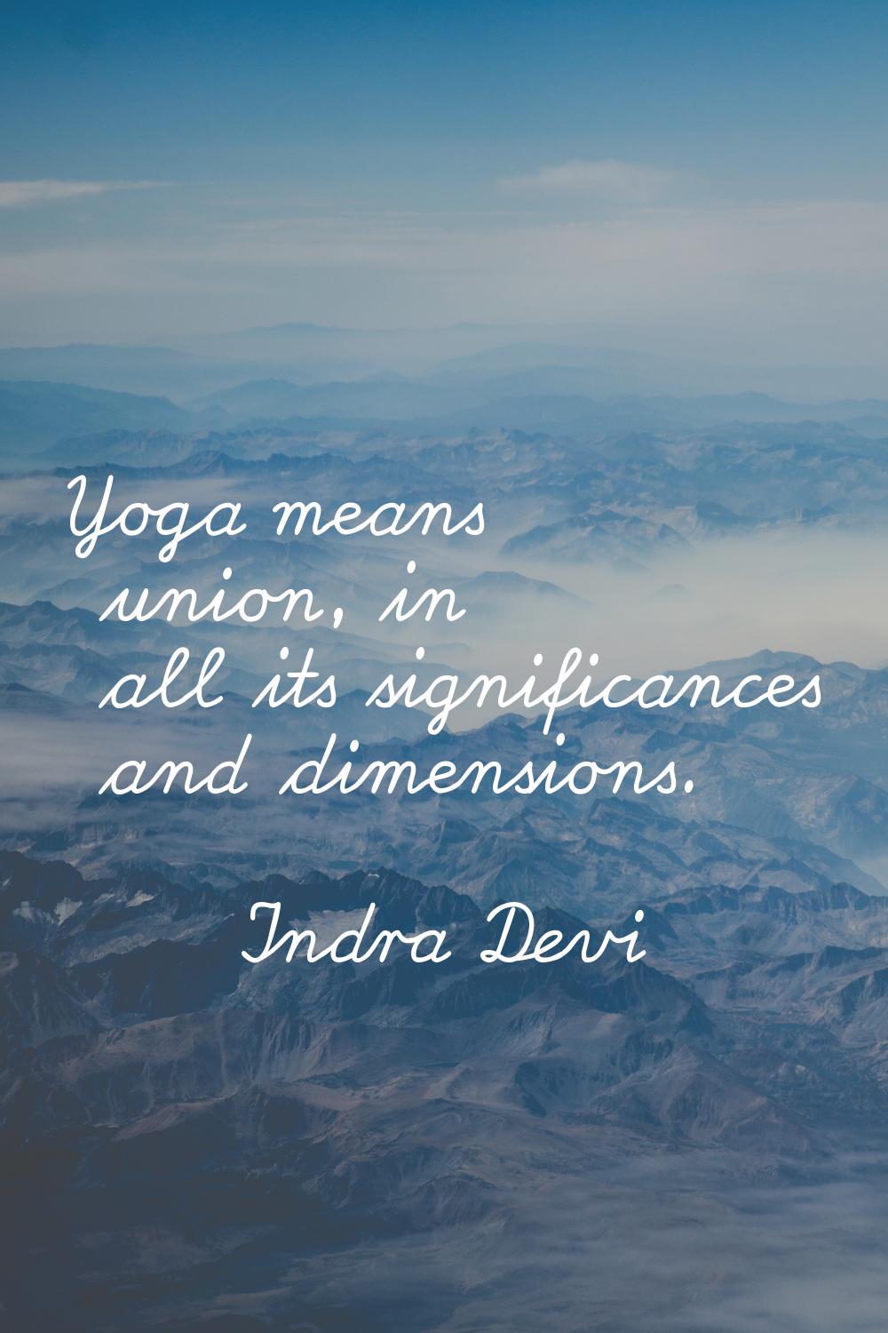 Yoga means union, in all its significances and dimensions.
