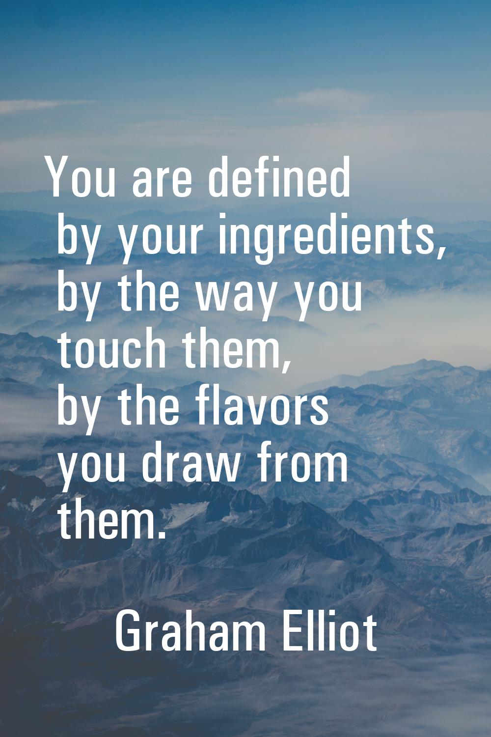 You are defined by your ingredients, by the way you touch them, by the flavors you draw from them.