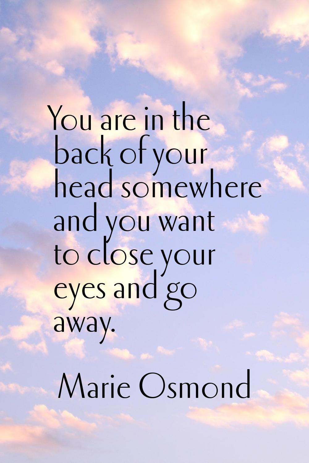You are in the back of your head somewhere and you want to close your eyes and go away.