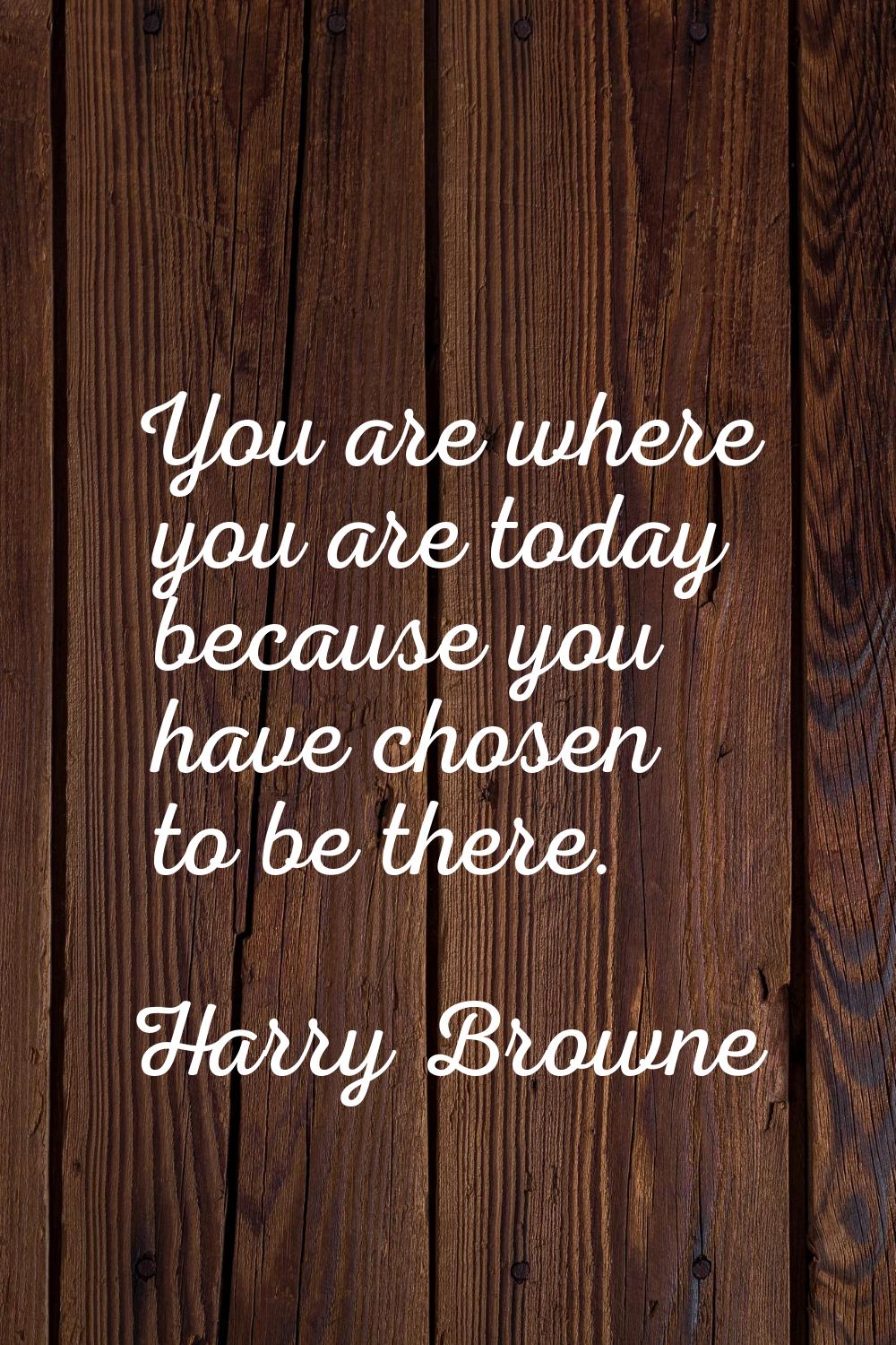 You are where you are today because you have chosen to be there.