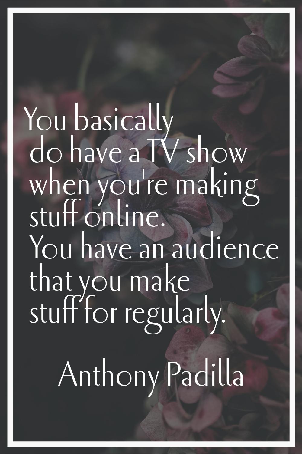 You basically do have a TV show when you're making stuff online. You have an audience that you make