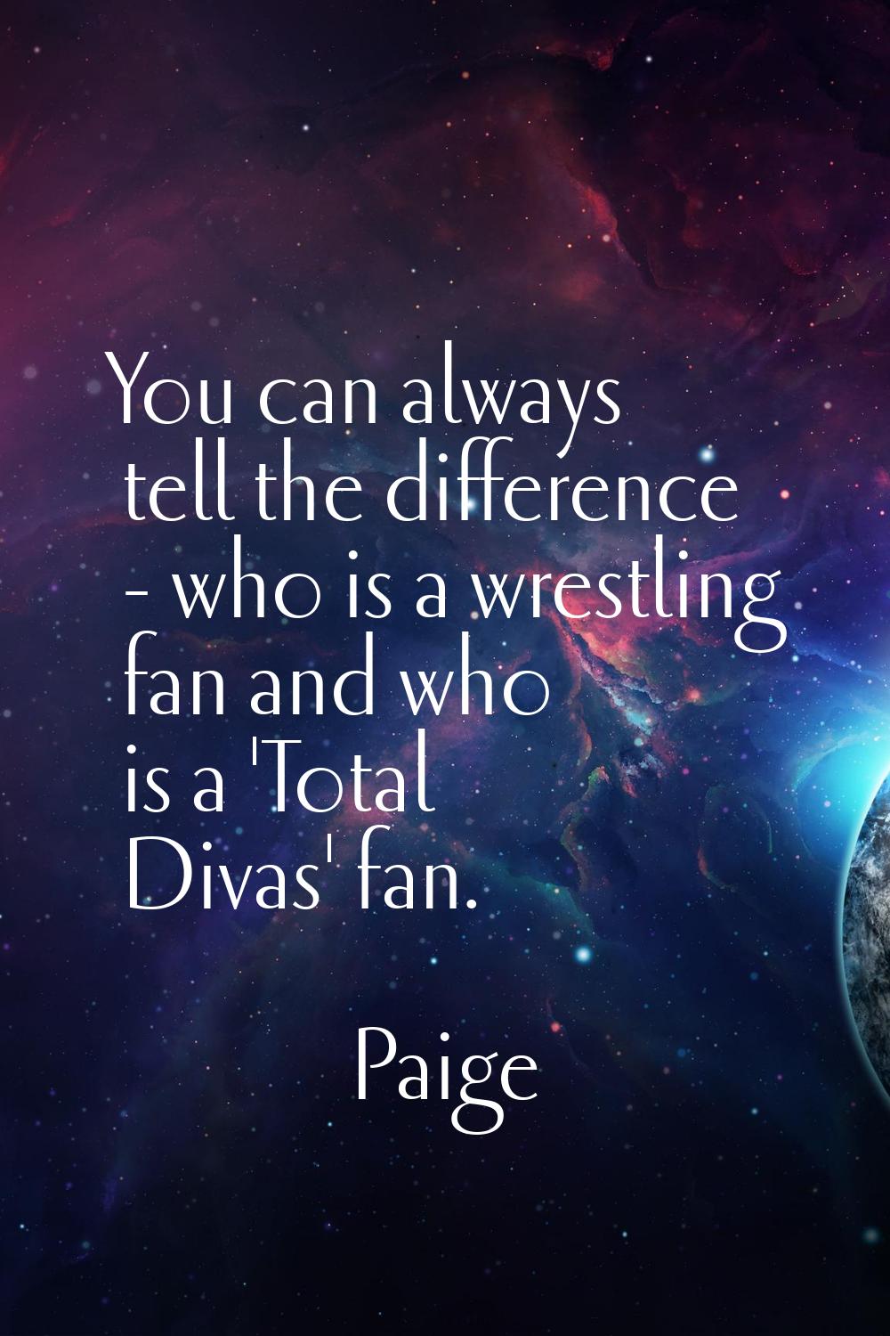 You can always tell the difference - who is a wrestling fan and who is a 'Total Divas' fan.