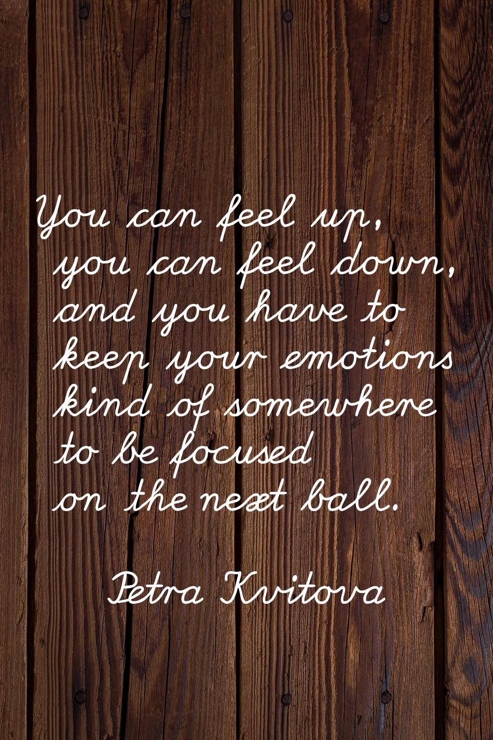 You can feel up, you can feel down, and you have to keep your emotions kind of somewhere to be focu