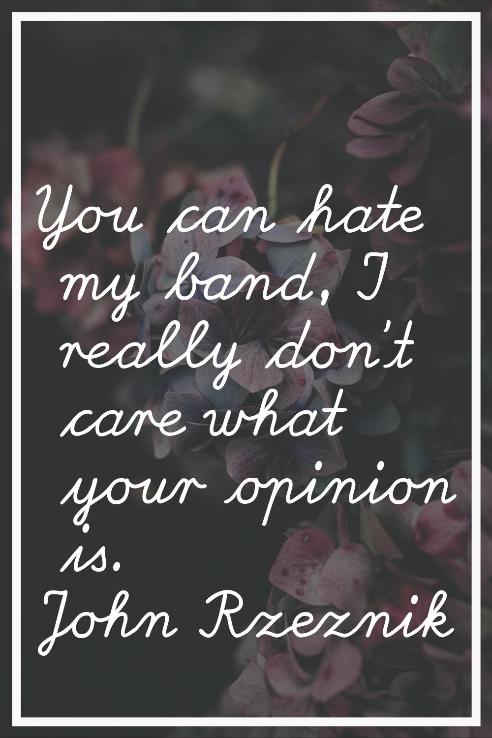 You can hate my band, I really don't care what your opinion is.