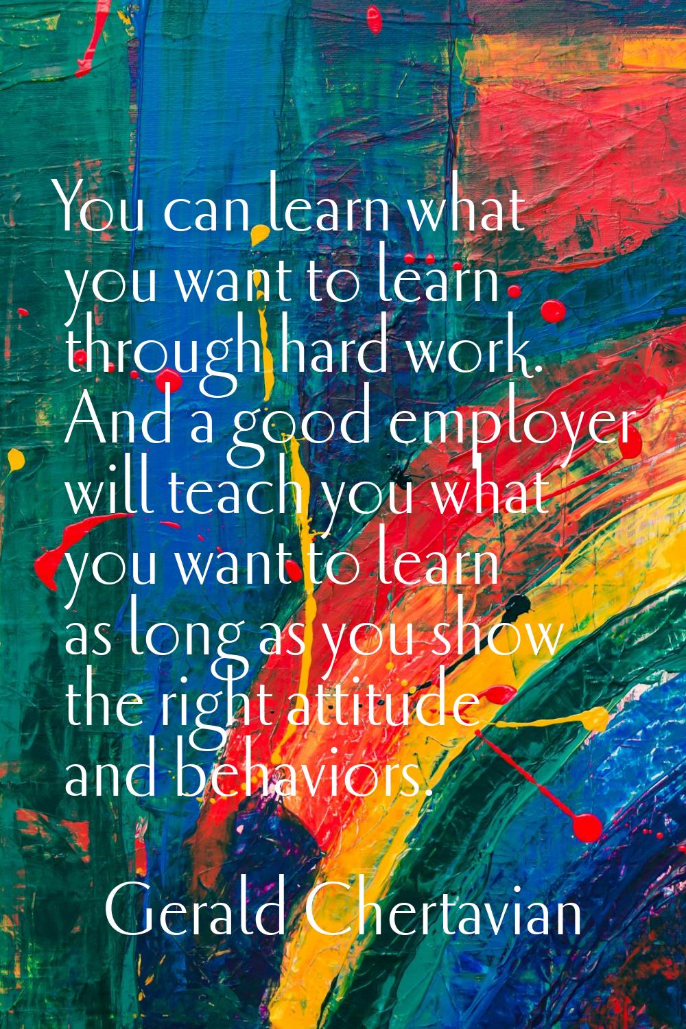 You can learn what you want to learn through hard work. And a good employer will teach you what you