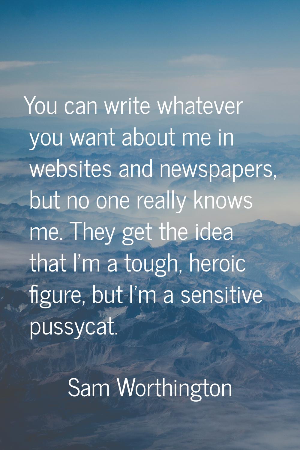 You can write whatever you want about me in websites and newspapers, but no one really knows me. Th