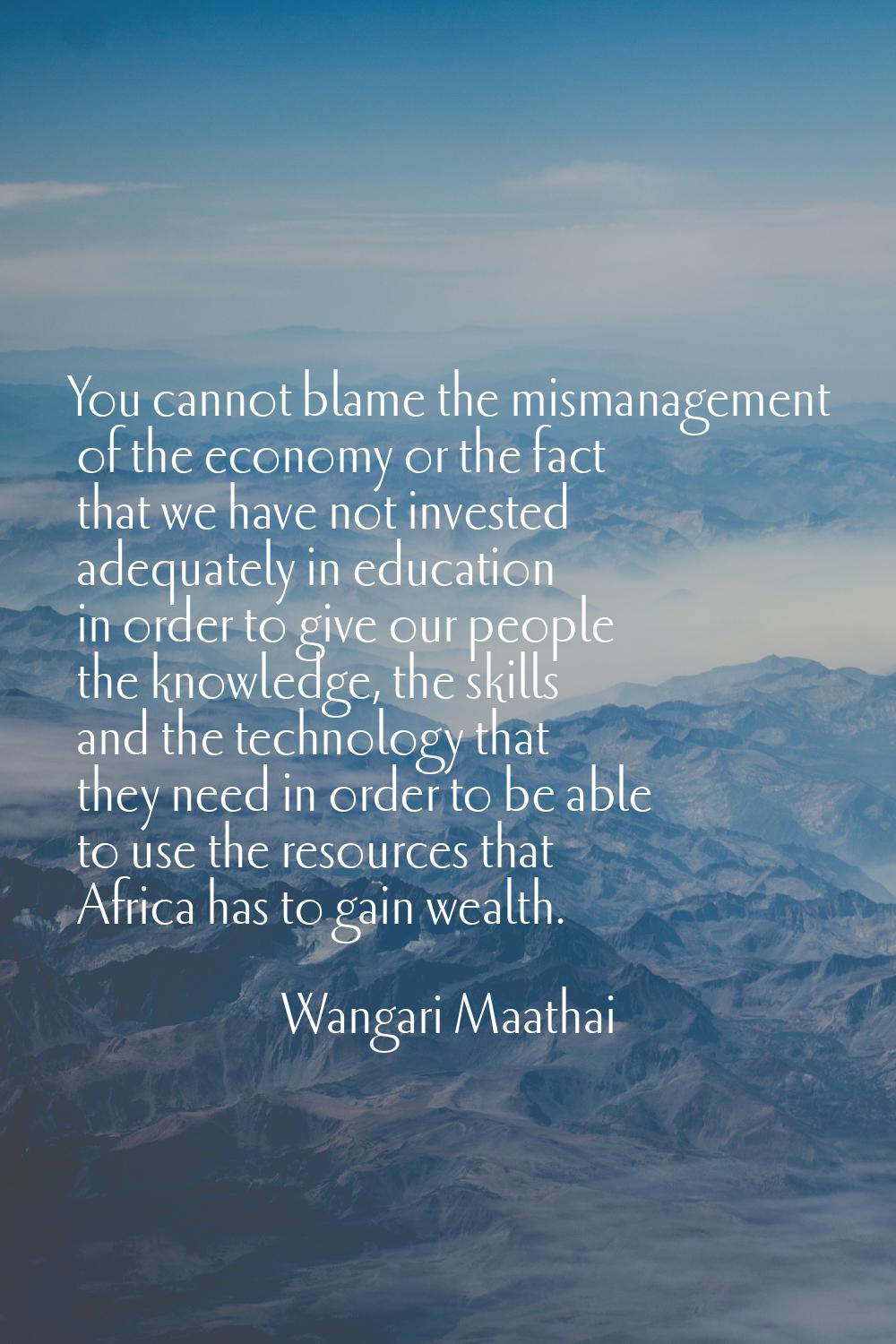 You cannot blame the mismanagement of the economy or the fact that we have not invested adequately 