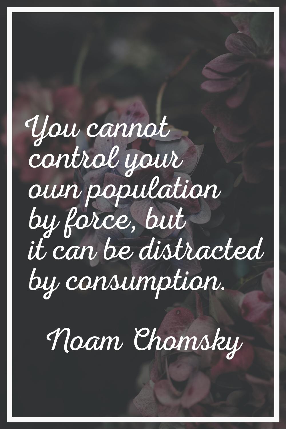 You cannot control your own population by force, but it can be distracted by consumption.