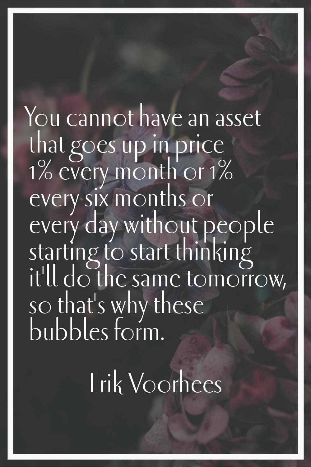 You cannot have an asset that goes up in price 1% every month or 1% every six months or every day w
